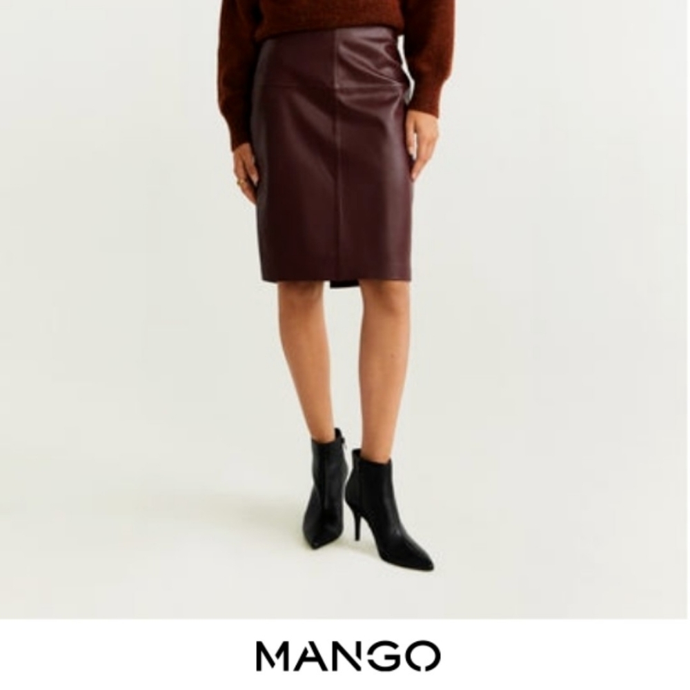 Mango High Waisted Pencil Skirt (Vegan Leather)